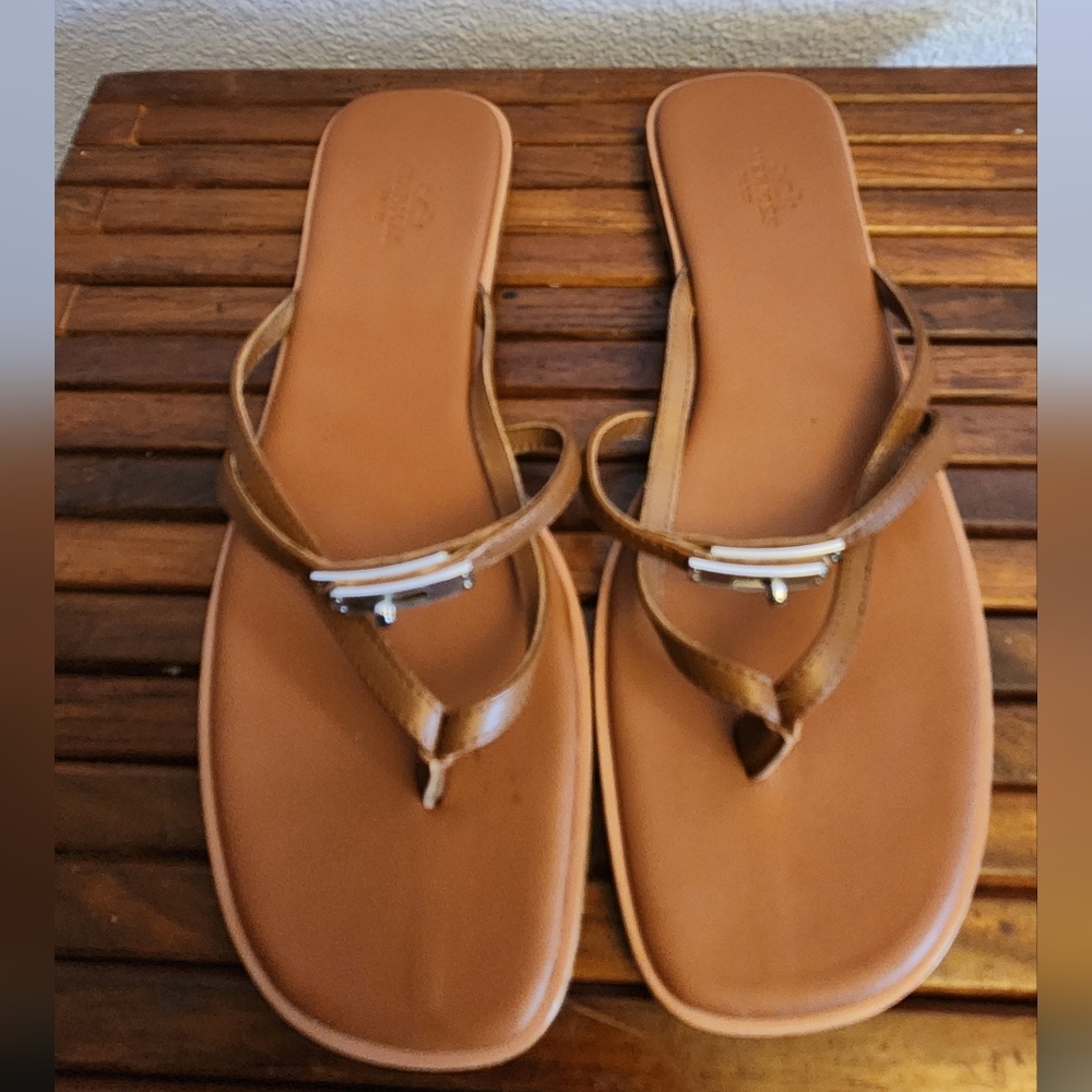 HERMES KELLY Brown Sandals with Silver Details - Picture 2 of 8